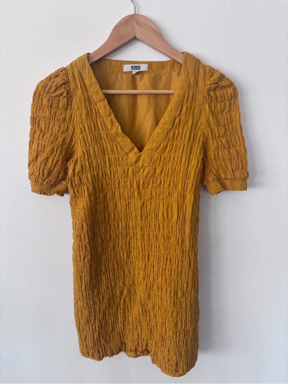 BB Dakota by Steve Madden Mustard Yellow V-Neck Mini Dress